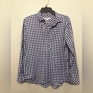 Southern Tide Womens Purple and White Checkered Popover Shirt Size Medium